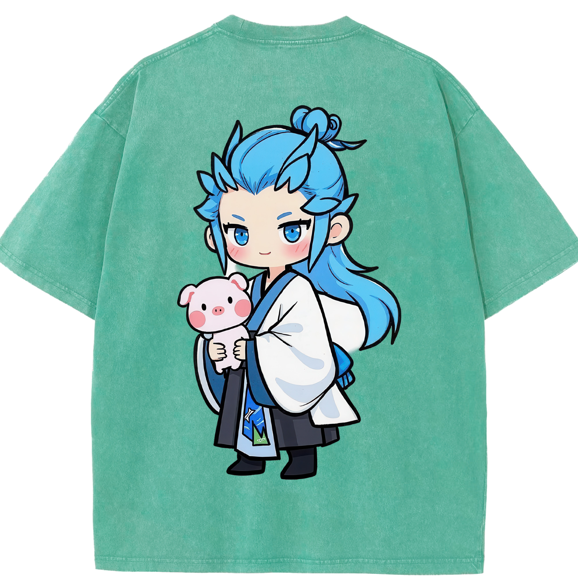 （画像用） Ne Zha 2 ナタ 魔童の大暴れ 綿100% ヴィンテージ風 半袖Tシャツ（背面プリント）